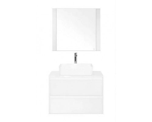 Тумба подвесная Монако 80 Plus со столешницей, осина бел/бел лакобель