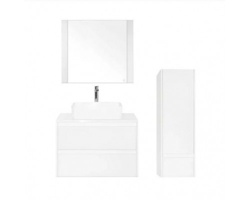 Тумба подвесная Монако 80 Plus со столешницей, осина бел/бел лакобель