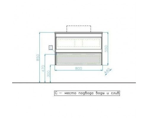 Тумба подвесная Монако 80 Plus со столешницей, осина бел/бел лакобель