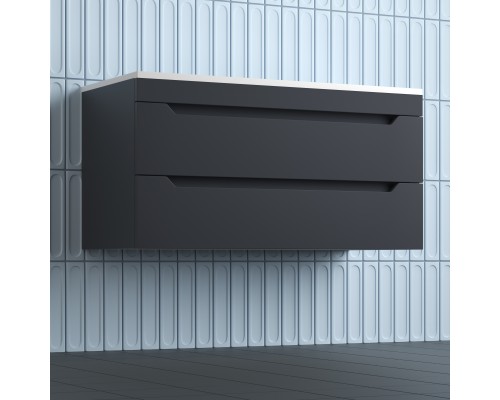 Тумба подвесная Остин 100 с раковиной Фортуна 100 белый, графит