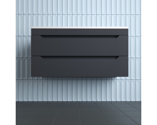 Тумба подвесная Остин 100 с раковиной Фортуна 100 белый, графит