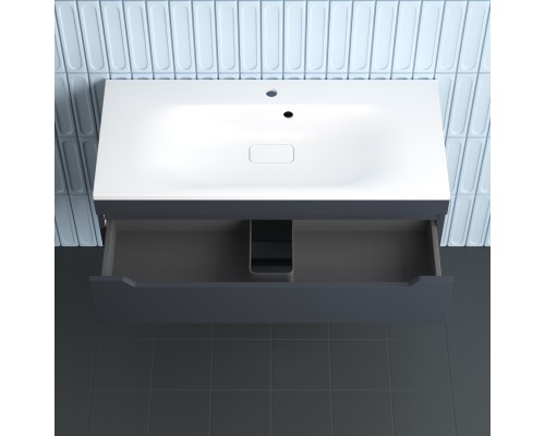 Тумба подвесная Остин 100 с раковиной Фортуна 100 белый, графит