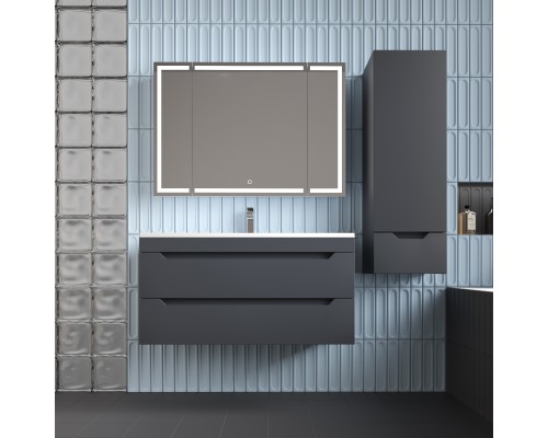 Тумба подвесная Остин 100 с раковиной Фортуна 100 белый, графит