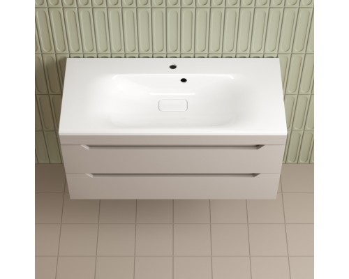 Тумба подвесная Остин 100 с раковиной Фортуна 100 белый, крем