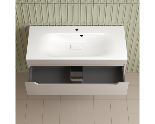 Тумба подвесная Остин 100 с раковиной Фортуна 100 белый, крем