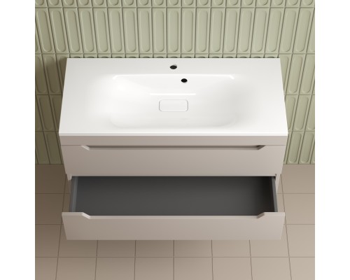 Тумба подвесная Остин 100 с раковиной Фортуна 100 белый, крем