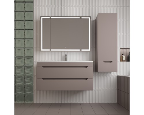 Тумба подвесная Остин 100 с раковиной Фортуна 100 белый, тауп темный