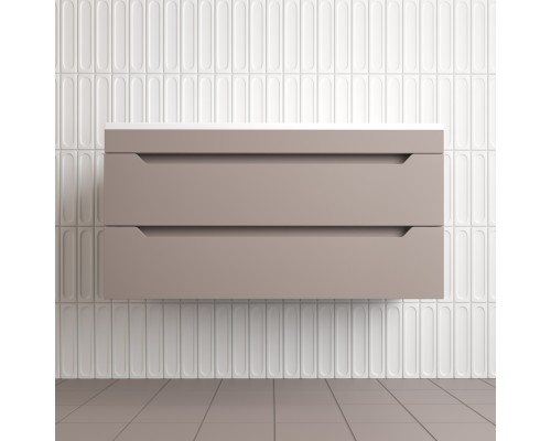 Тумба подвесная Остин 100 с раковиной Фортуна 100 белый, тауп темный