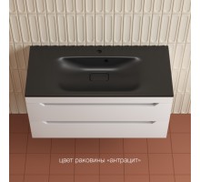 Тумба подвесная Остин 100 с раковиной Фортуна 100 кварц антрацит, белый