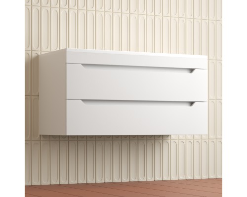 Тумба подвесная Остин 100 с раковиной Фортуна 100 кварц антрацит, белый