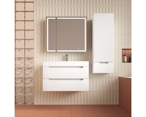 Тумба подвесная Остин 100 с раковиной Фортуна 100 кварц антрацит, белый