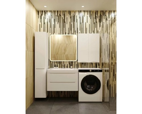 Тумба подвесная Бергамо мини 80 с раковиной Каре Люкс Мини 80, антискрейч, белый матовый