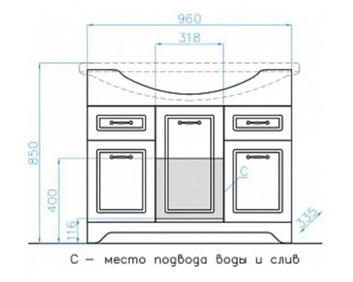 Тумба с раковиной Олеандр-2 100 напольная, белая