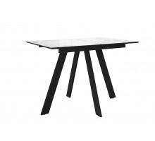 Стол DikLine DKD120 керамика 120(160)х80, Carrara Gloss (мрамор глянец белый), опоры черные (2уп.)