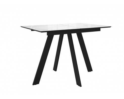 Стол DikLine DKD120 керамика 120(160)х80, Carrara Gloss (мрамор глянец белый), опоры черные (2уп.)
