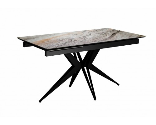 Стол DikLine DKS140 керамика Venetian Brown Light глянец, подстолье черное, опоры черные (2уп.)
