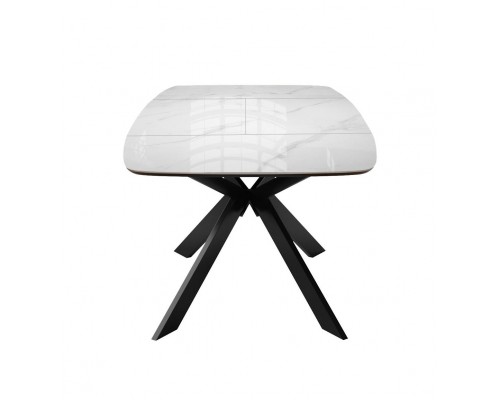 Стол DikLine BK140 керамика Carrara Gloss (мрамор глянец белый), подстолье черное, опоры черные