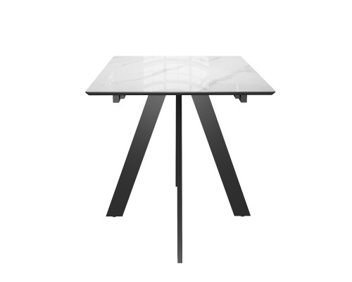 Стол DikLine DKD140 керамика 140(180)х80, Carrara Gloss (мрамор глянец белый), опоры черные (2уп.)