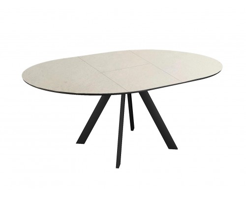 Стол DikLine SKC120 d1200 Керамика Krater Perla (бежевый матовый)/подстолье черное/опоры черные
