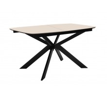 Стол DikLine BK140 керамика Krater Perla (бежевый матовый), подстолье черное, опоры черные