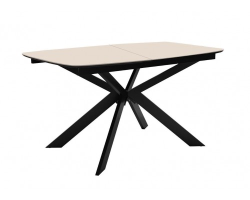 Стол DikLine BK140 керамика Krater Perla (бежевый матовый), подстолье черное, опоры черные