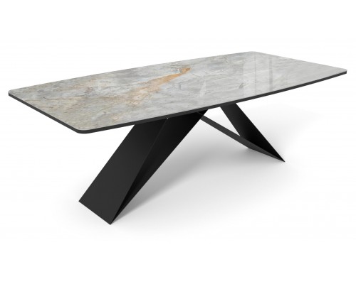 Стол DikLine SKY220 Керамика Titanium Silver River Polished/подстолье черное/опоры черные (2 уп.),