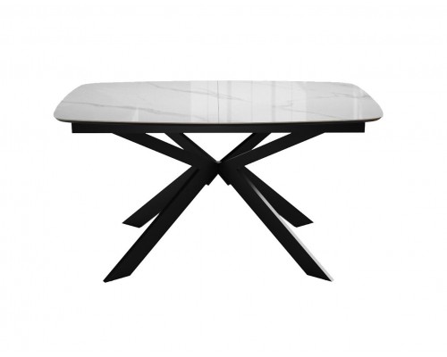 Стол DikLine BK140 керамика Carrara Gloss (мрамор глянец белый), подстолье черное, опоры черные