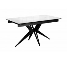 Стол DikLine DKS140 керамика Carrara Gloss (мрамор глянец белый), подстолье черное, опоры черные (2уп.)