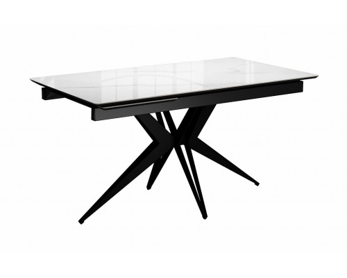 Стол DikLine DKS140 керамика Carrara Gloss (мрамор глянец белый), подстолье черное, опоры черные (2уп.)