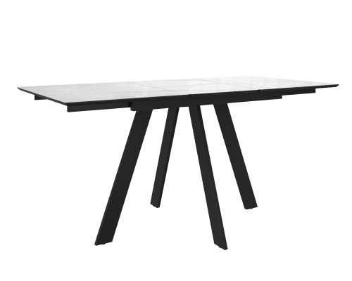 Стол DikLine DKD140 керамика 140(180)х80, Carrara Gloss (мрамор глянец белый), опоры черные (2уп.)