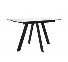 Стол DikLine DKD140 керамика 140(180)х80, Carrara Gloss (мрамор глянец белый), опоры черные (2уп.)