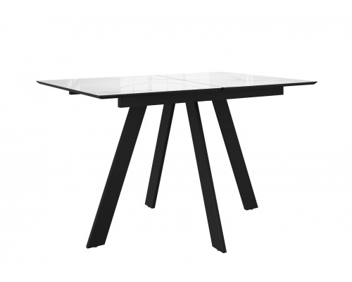 Стол DikLine DKD140 керамика 140(180)х80, Carrara Gloss (мрамор глянец белый), опоры черные (2уп.)