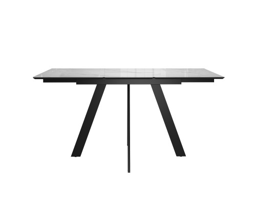 Стол DikLine DKD120 керамика 120(160)х80, Carrara Gloss (мрамор глянец белый), опоры черные (2уп.)