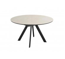Стол DikLine SKC120 d1200 Керамика Krater Perla (бежевый матовый)/подстолье черное/опоры черные