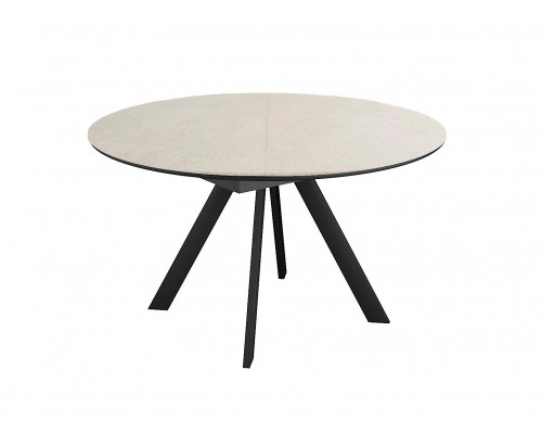 Стол DikLine SKC120 d1200 Керамика Krater Perla (бежевый матовый)/подстолье черное/опоры черные