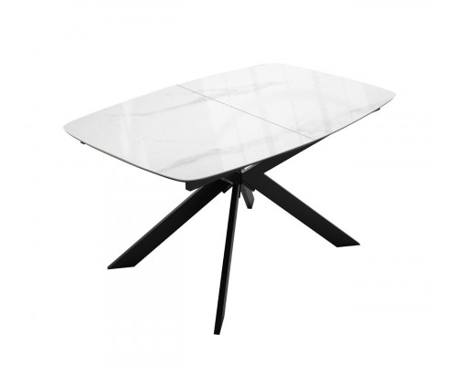 Стол DikLine BK140 керамика Carrara Gloss (мрамор глянец белый), подстолье черное, опоры черные
