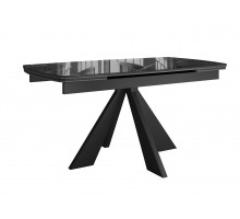 Стол DikLine SFU140 стекло черное мрамор глянец/подстолье черное/опоры черные (2 уп.)