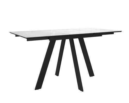 Стол DikLine DKD120 керамика 120(160)х80, Carrara Gloss (мрамор глянец белый), опоры черные (2уп.)