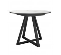 Стол DikLine SKZ100 d1000 Керамика Cristal Onyx Bianco Polished/подстолье черное/опоры черные (2 уп.)