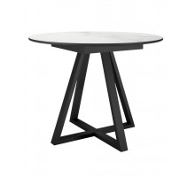 Стол DikLine SKZ100 d1000 Керамика Cristal Onyx Bianco Polished/подстолье черное/опоры черные (2 уп.)