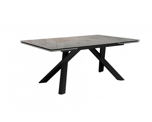 Стол DikLine DKX140 керамика Italian Grey (глянец серый), подстолье черное, опоры черные (2уп.)