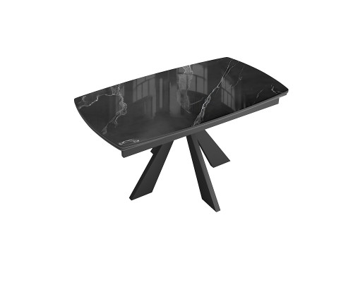 Стол DikLine SFU120 стекло черное мрамор глянец/подстолье черное/опоры черные (2 уп.)