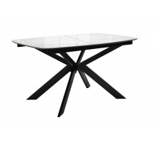 Стол DikLine BK140 керамика Carrara Gloss (мрамор глянец белый), подстолье черное, опоры черные