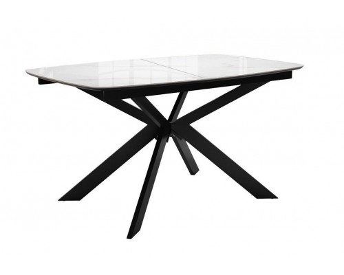 Стол DikLine BK140 керамика Carrara Gloss (мрамор глянец белый), подстолье черное, опоры черные