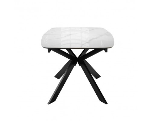 Стол DikLine BK140 керамика Carrara Gloss (мрамор глянец белый), подстолье черное, опоры черные