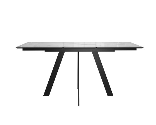 Стол DikLine DKD140 керамика 140(180)х80, Carrara Gloss (мрамор глянец белый), опоры черные (2уп.)