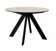 Стол DikLine SKC100 d1000 Керамика Krater Perla (бежевый матовый)/подстолье черное/опоры черные
