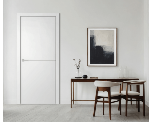 Дверь Belwooddoors Межкомнатная дверь Avesta 1H Молдинг Хром декоративные элементы Эмаль белый