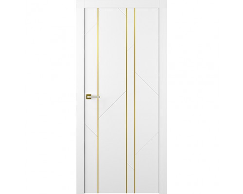 Дверь Belwooddoors Межкомнатная дверь Флекс 1 Молдинг Золото глухая Эмаль белый