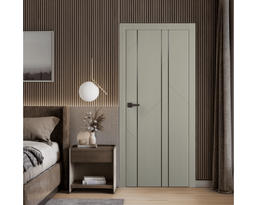 Дверь Belwooddoors Межкомнатная дверь Флекс 1 Молдинг Чёрный глухая Эмаль светло-серый